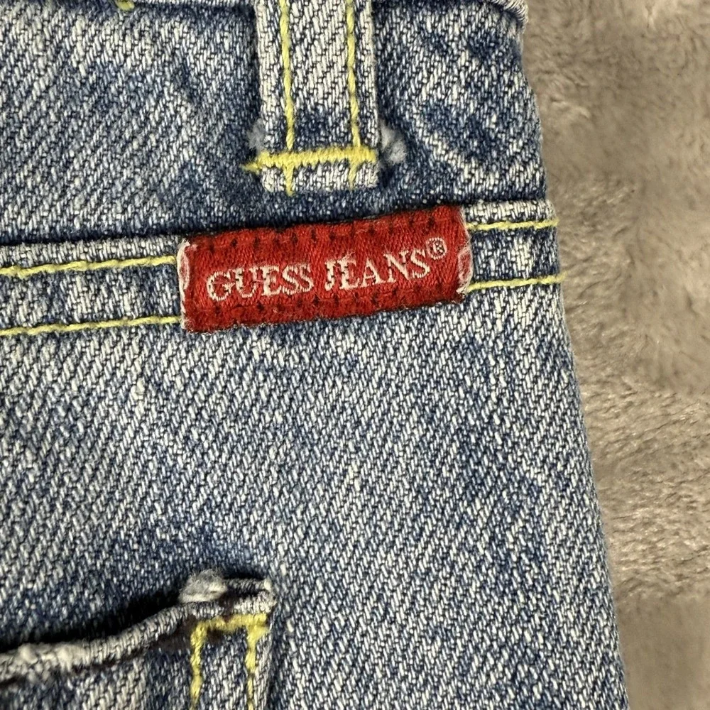 Y2K Guess Jeans Women's Size 26‎ Blue Denim Bootcut Jeans Patchwork Distressed